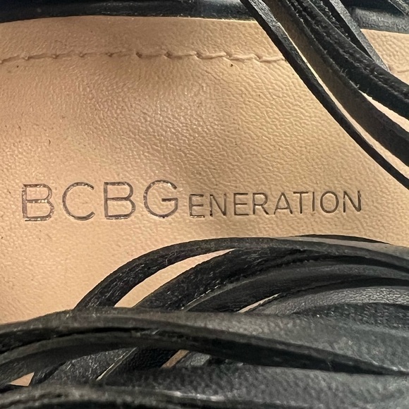 BCBGeneration Cerinah Black Caged Ankle Almond Toe Heels Size 7 Women's - Picture 2 of 9